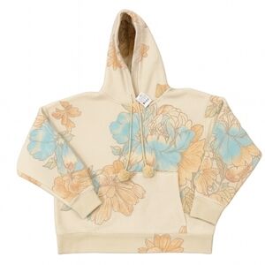 Free People With Love Fleece Sweatshirt Hoodie Large In Oat Milk NWT$148